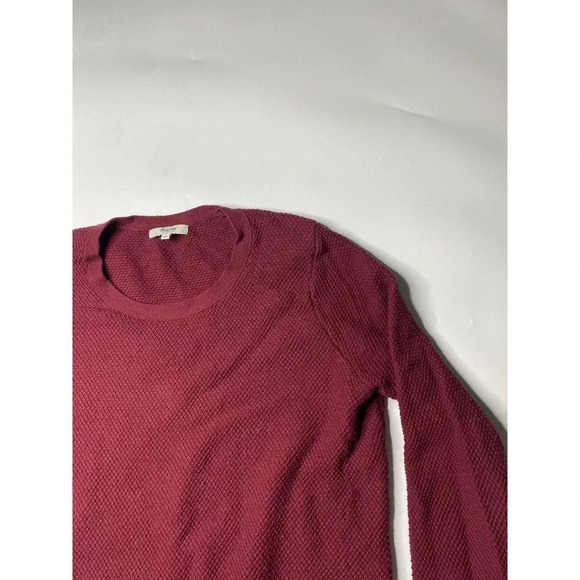 Madewell Women Back Zip Burgundy Red Long Sleeve Crew Neck Sweater Size Large - Picture 2 of 7